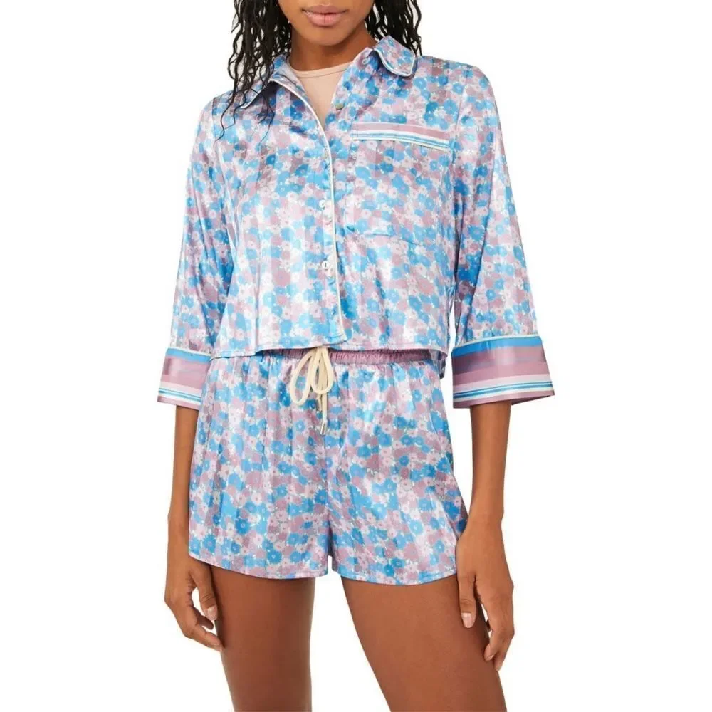 Intimately Free People - M, XL - Pillow Talk Satin PJ‎ Short Set - cool lavender